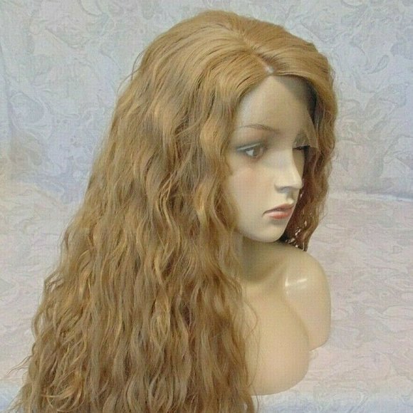Lace Front, 3.5" Part, Dk Blonde Long Wavy Wig - Picture 6 of 13